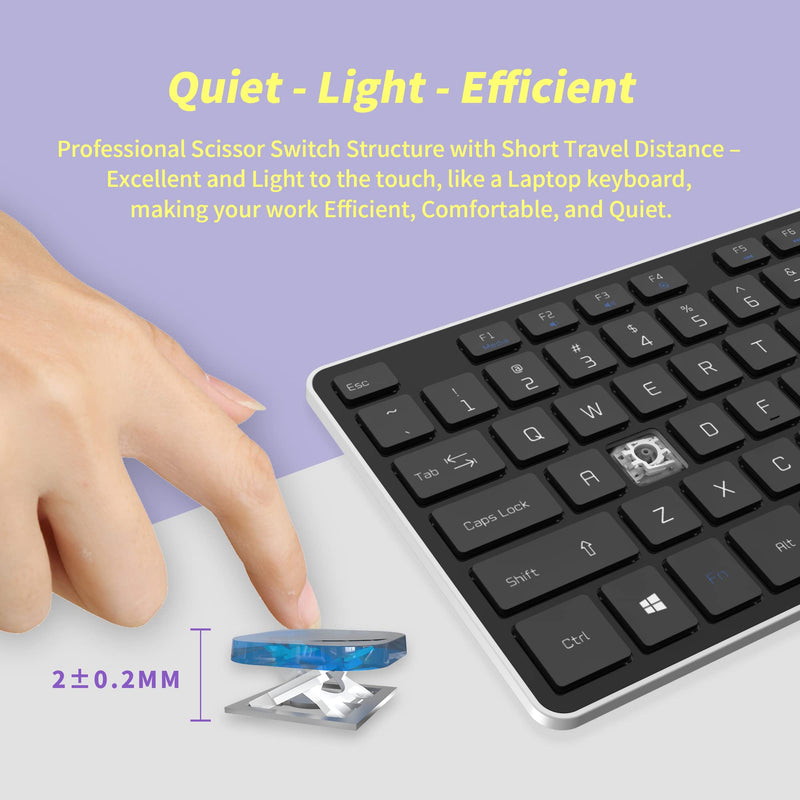 [Australia - AusPower] - BFRIENDit Wireless Keyboard Ultra - Quiet Chocolate Keys 2.4GHz Connection Slim Wireless Computer Keyboard for Windows 10/8/7/Vista, Microsoft & PC, Smart TV, RF1430K - Black 