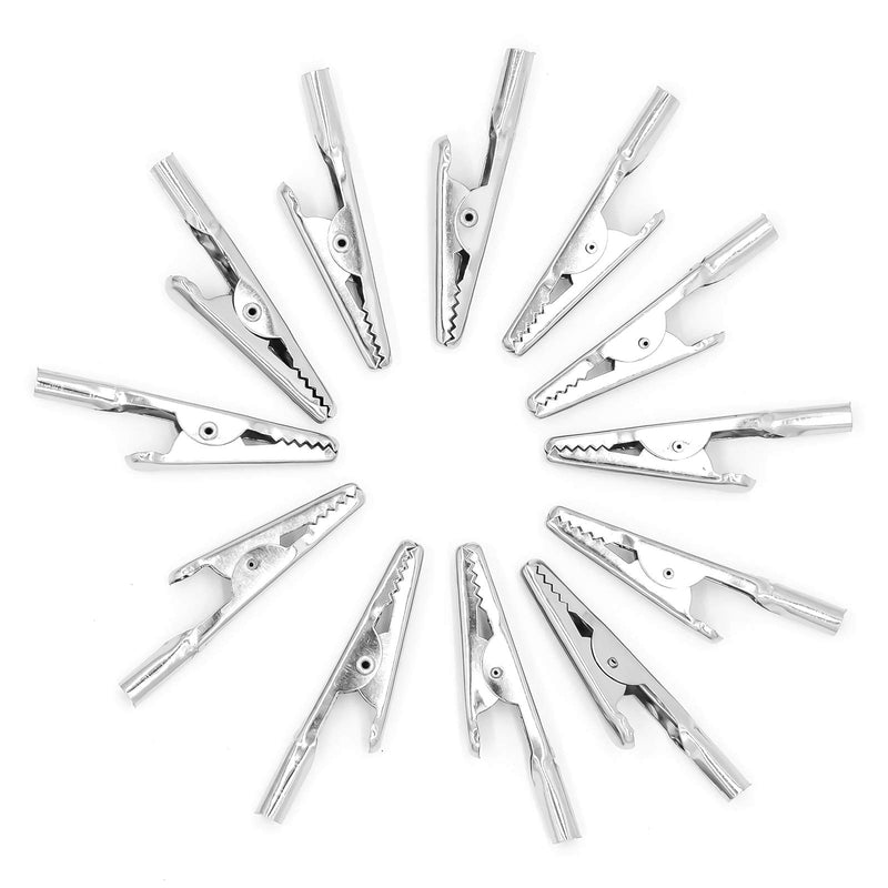 [Australia - AusPower] - 50PCS 2IN/51mm Metal Alligator Clip Test Line Crocodile Clip Silver Tone Nickel Plated Crocodile Clamps for Laboratory Electric Testing Work and Cable Lead Clip 