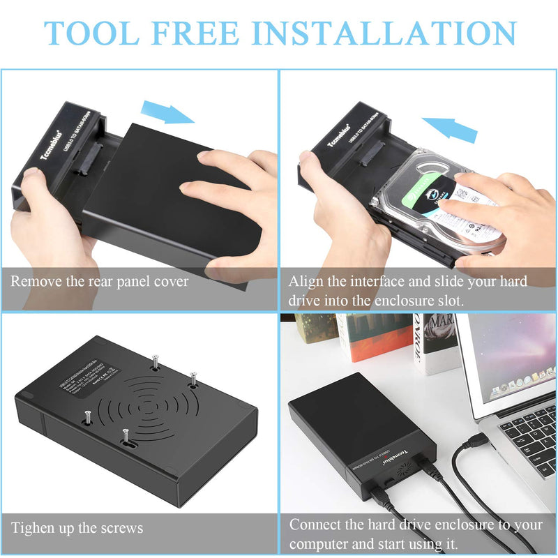 [Australia - AusPower] - Tccmebius External Hard Drive Enclosure USB 3.0 to SATA Docking Station for 2.5/3.5 Inch SATA I/II/III HDD SSD, Up to 10TB, Support UASP & Automatic Sleep Function, Tool-Free (TCC-S8) 