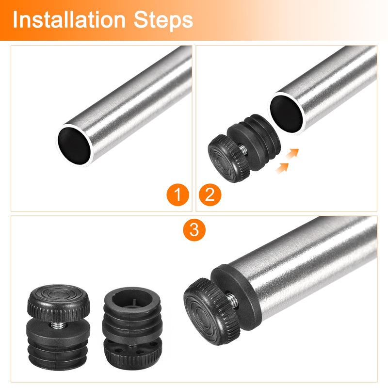 [Australia - AusPower] - uxcell 8Pcs Inserts for Round Tubes with Leveling Feet, for 35mm/1.38" OD Round Tube, M8 Thread Black Plastic Furniture Chair Leg Plug Blanking End Caps Insert Plugs 8 