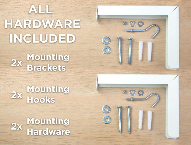 [Australia - AusPower] - Mount-It! Projector Screen Wall Mount L-Brackets - Wall Hanging Bracket For Home Projector and Movie Screens, 6 inch Adjustable Mounting Hooks for Projection Screen, 1 Pair, White, 66 Lb Capacity Each 
