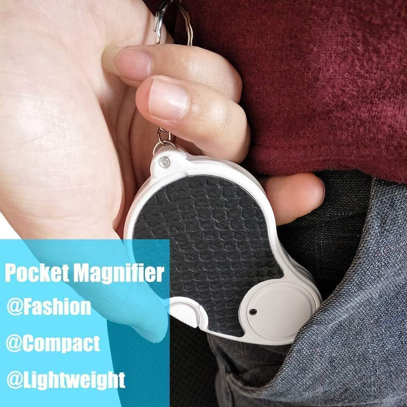 [Australia - AusPower] - Magnifying Glass with Light, Lighted Magnifying Glass, 5X Handheld Pocket Magnifier Small Illuminated Folding Hand Held Lighted Magnifier for Reading Coins Hobby Travel - 45 Mm Diameter 