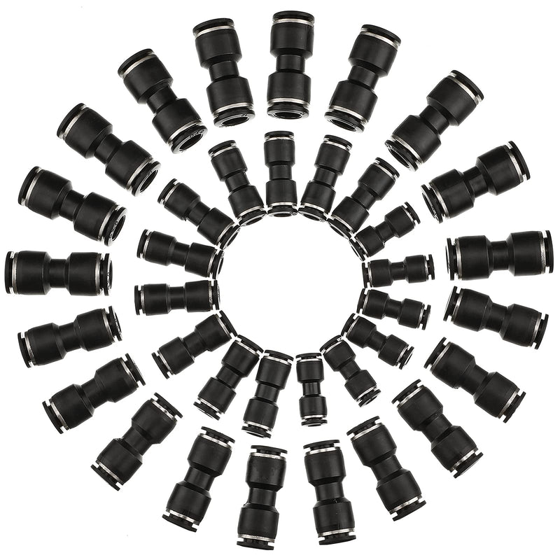 [Australia - AusPower] - 40 Pieces Straight Push Connectors, Push to Connect Fittings Kit Quick Release Pneumatic Connectors Air Line Fittings Connect Air Hose Fittings, 2 Way (Black,1/4 5/16 3/8 1/2) 