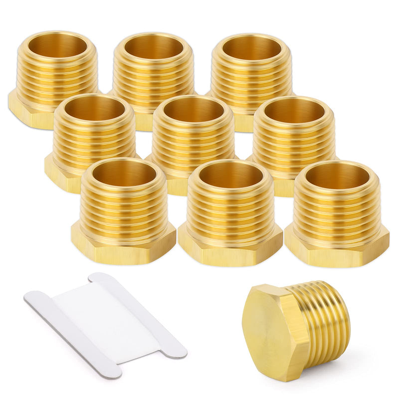 [Australia - AusPower] - TAISHER 10Pcs Brass Outer Hex Thread Socket Pipe Plug Fitting 1/8" NPT Male 10 