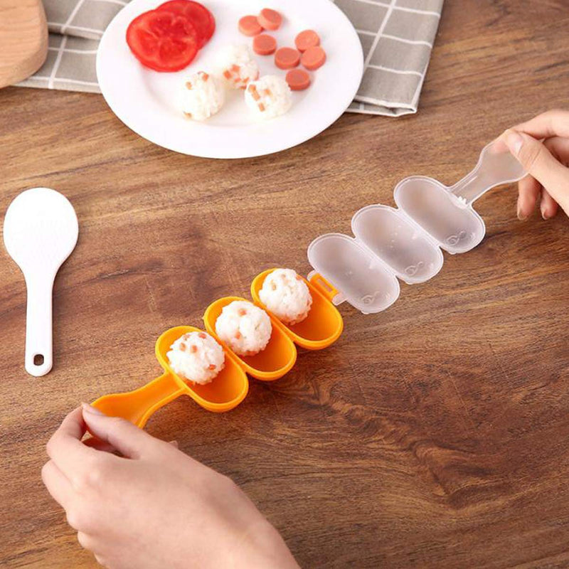 [Australia - AusPower] - Sushi Shake Rice Ball Mold, Animal Shapes Sushi Mold (3 Pcs + 1 Pcs) Diy Tool Kitchen Sushi Tool 