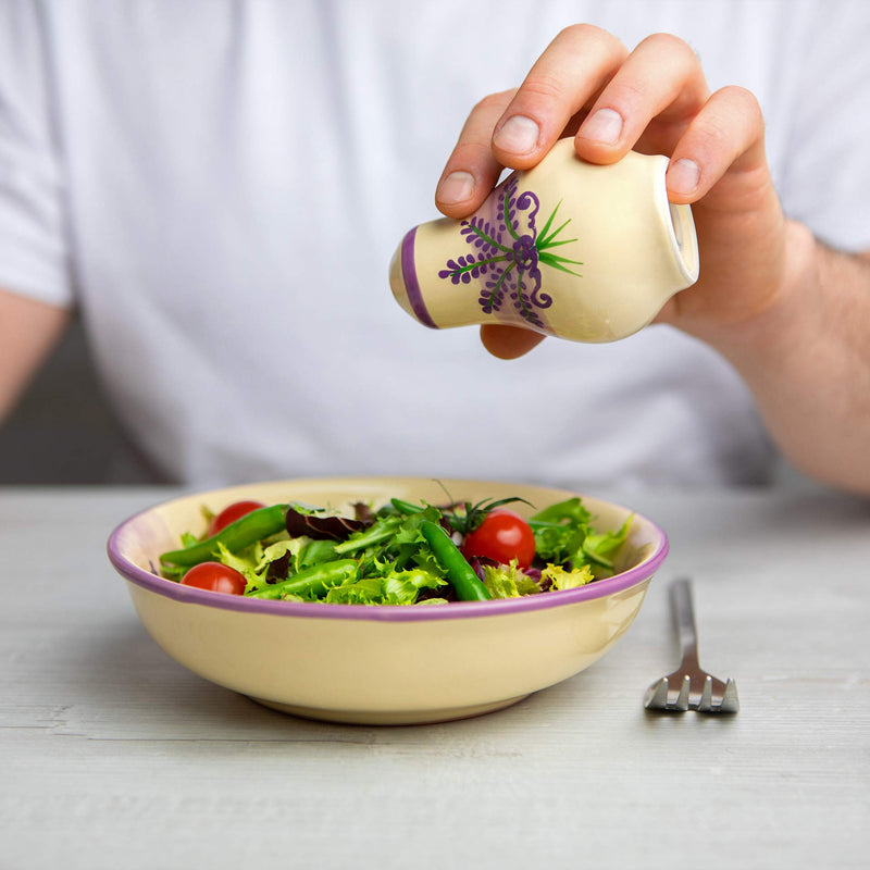 [Australia - AusPower] - Handmade Lavender Floral Purple And Cream Ceramic Salt and Pepper Pots, Shakers, Cruet Set, Holder, Housewarming Gift by City to Cottage® 