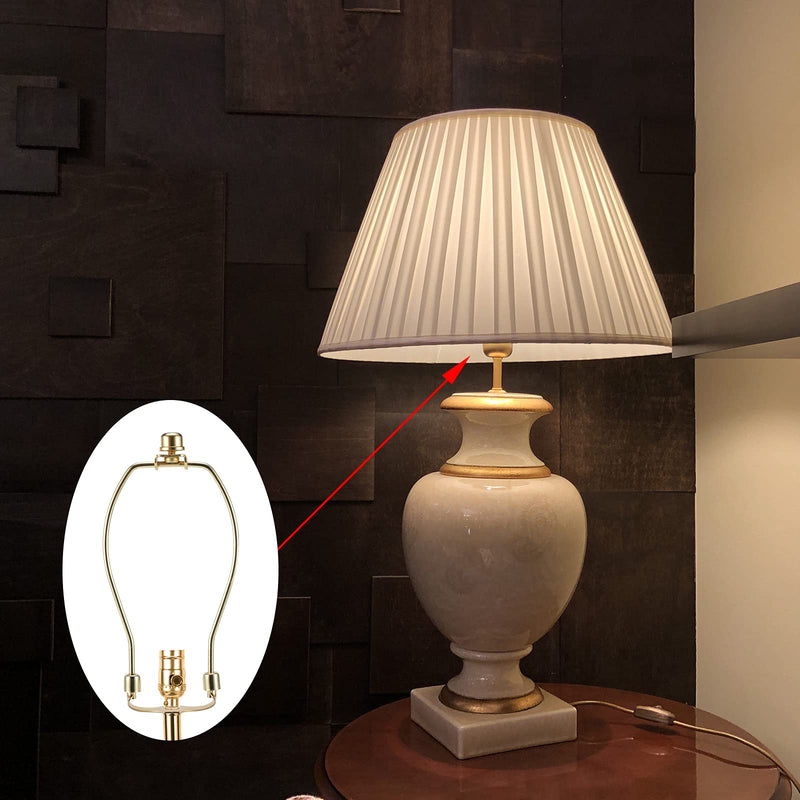 [Australia - AusPower] - 7 Inch Brass Lamp Harp Holder Kits with Finials and Detachable Light Duty Saddle Bases, Saangseon Set of 2 DIY Lighting Accessories Horn Frame Lamp shade Brackets Polished Brass 7 Inch 