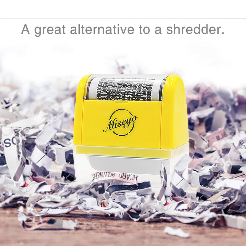 [Australia - AusPower] - Miseyo Wide Identity Theft Protection Roller Stamp Set - Yellow (3 Refill Ink Included) 1.yellow 
