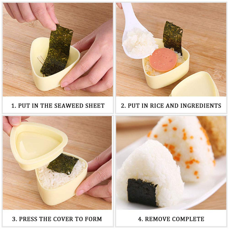 [Australia - AusPower] - Triangle Onigiri Mold, 2 PCS Beige Triangle Sushi Mold,Rice Ball Mold Maker Mold for Home DIY Japanese Boxed Meal or Children Bento 