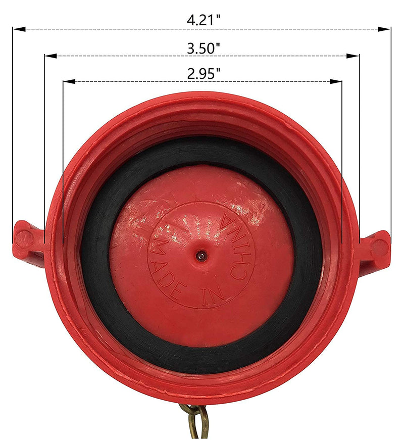 [Australia - AusPower] - SpringSpray (2 Pack) 2-1/2" NH/NST Plastic Fire Hose Connection Standpipe Cap Fitting and Chain Red Plastic Anti Theft FDC Cap Fire Equipment 2.5 Inch 