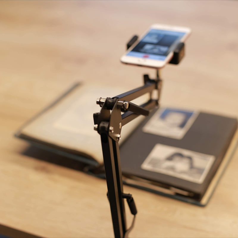 [Australia - AusPower] - Photomyne Sturdy Flexible Phone Mount with Clamp 8x8 inches/22.5x22.5 cm for Photo Album Scanning - Black 