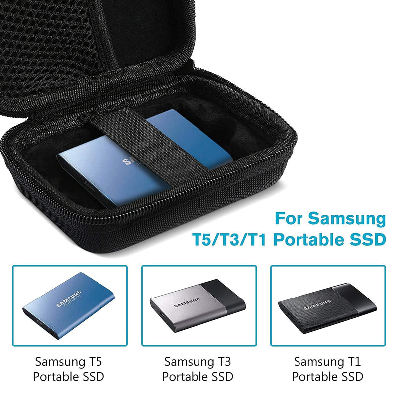 [Australia - AusPower] - ProCase Portable Hard Drive Case Bundle with ProCase Carrying Case for Samsung T5 T3 SSD, Compact Hard Shockproof Carry Case 