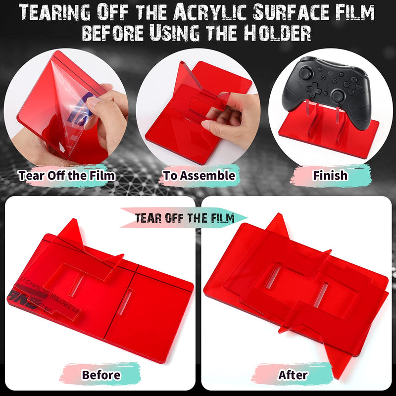 [Australia - AusPower] - 2 Pieces Universal Game Controller Stand Holder PC Crystal Acrylic Universal Gaming Gamepad Accessories (Red) Red 