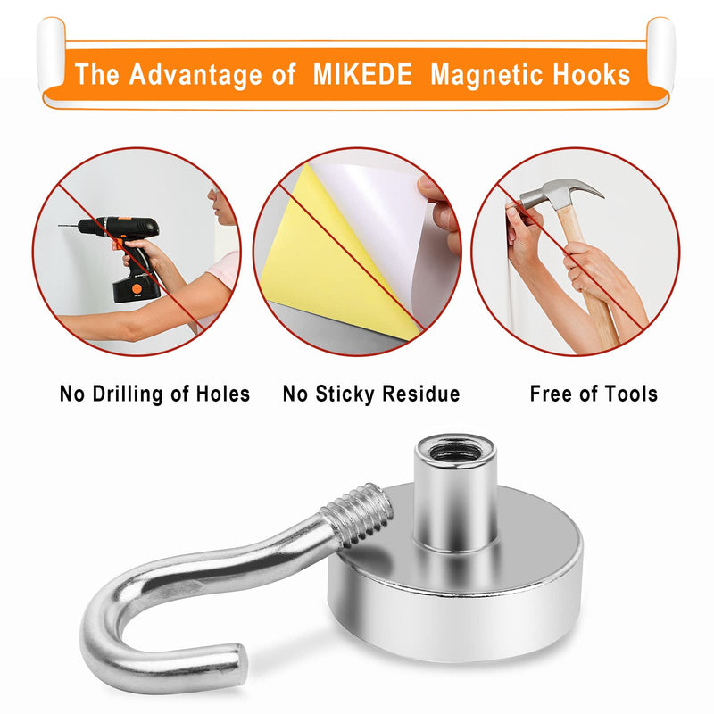 [Australia - AusPower] - MIKEDE Magnetic Hooks Heavy Duty, 25Lbs Strong Rare Earth Neodymium Magnets with Hooks for Hanging, Magnetic Hanger Strong Cruise Hooks for Kitchen, Home, Workplace, Office and Garage, Pack of 6 6 PCS Magnetic Hooks 