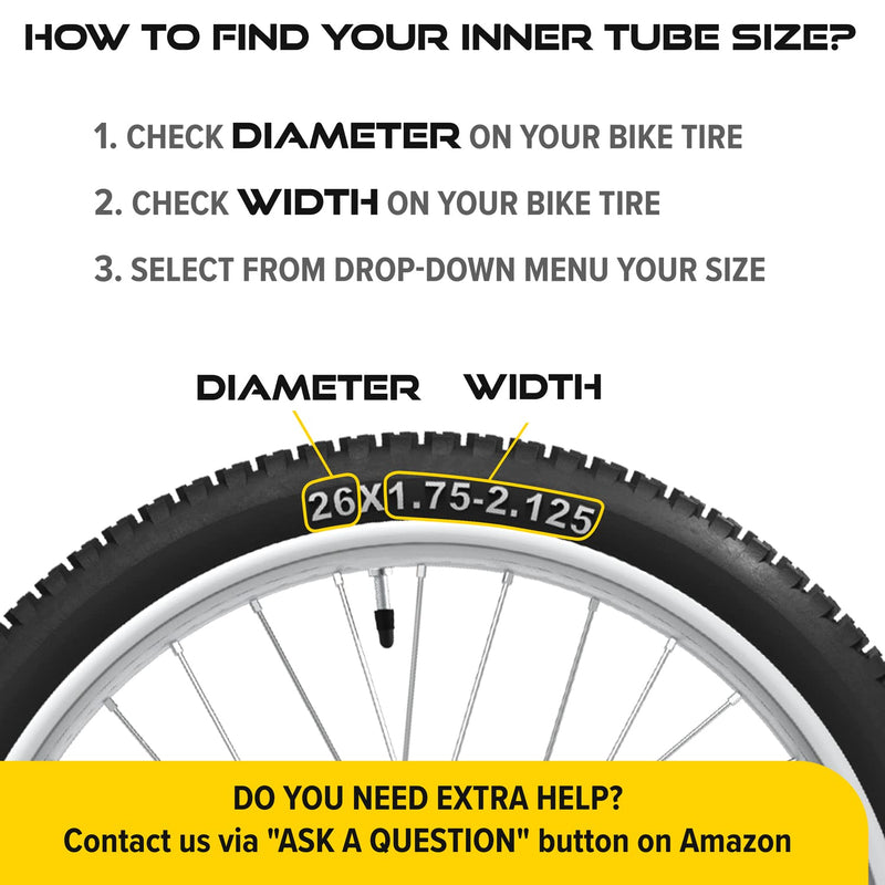 [Australia - AusPower] - Ultraverse Bike Inner Tube for 26, 27.5, 29 X 1.75/1.95/2.10/2.125 inch Bicycle tire Sizes with Presta Valve - Rubber Tubes for Mountain and Trail, Cruisers, MTB, and All Terrain Bikes – Set of 2 PRESTA 26'' x 1.75/2.125 