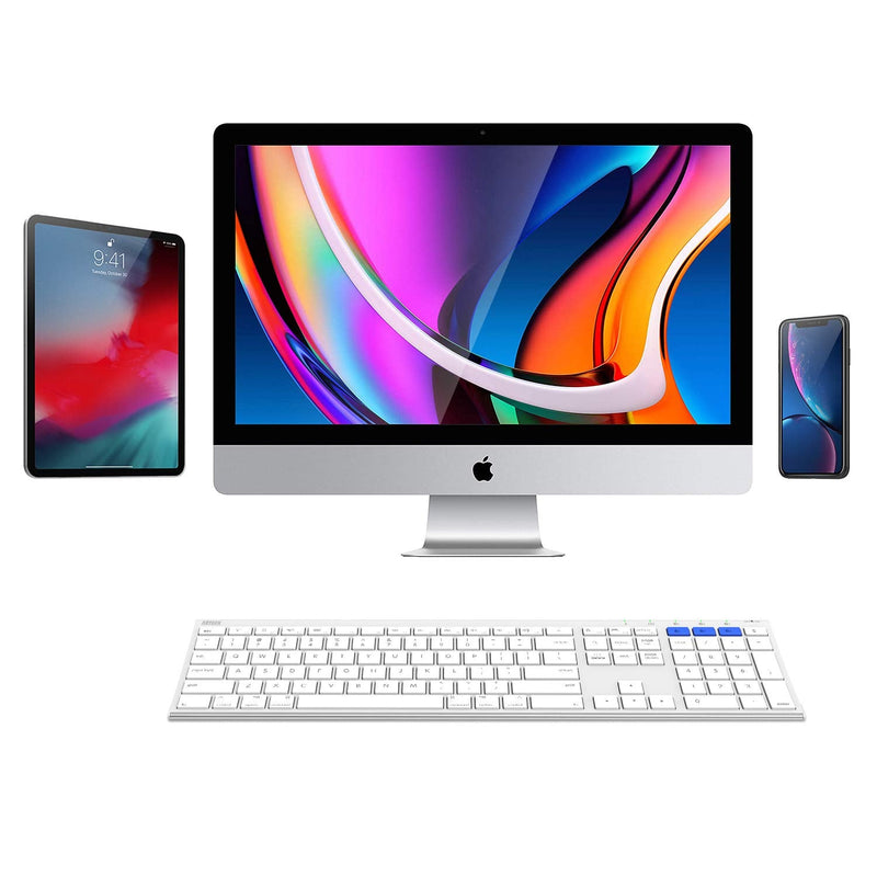 [Australia - AusPower] - Arteck Bluetooth Keyboard for Mac iPad Multi-Device Stainless Steel Full Size Wireless Keyboard Compatible with iPad, iMac, Mac Mini, MacBook, iPhone, Mac OS, iOS, Built-in Rechargeable Battery 