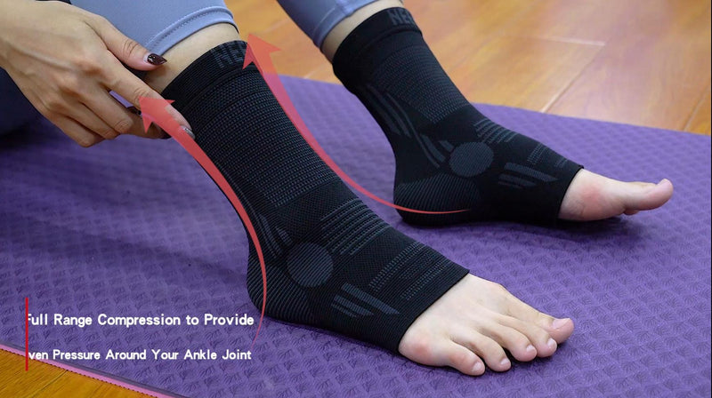 [Australia - AusPower] - NEENCA Professional Ankle Brace Compression Sleeve (Pair), Ankle Support Stabilizer Wrap. Heel Brace for Achilles Tendonitis, Plantar Fasciitis, Joint Pain,Swelling,Heel Spurs, Injury Recovery, Sports Blue Large 