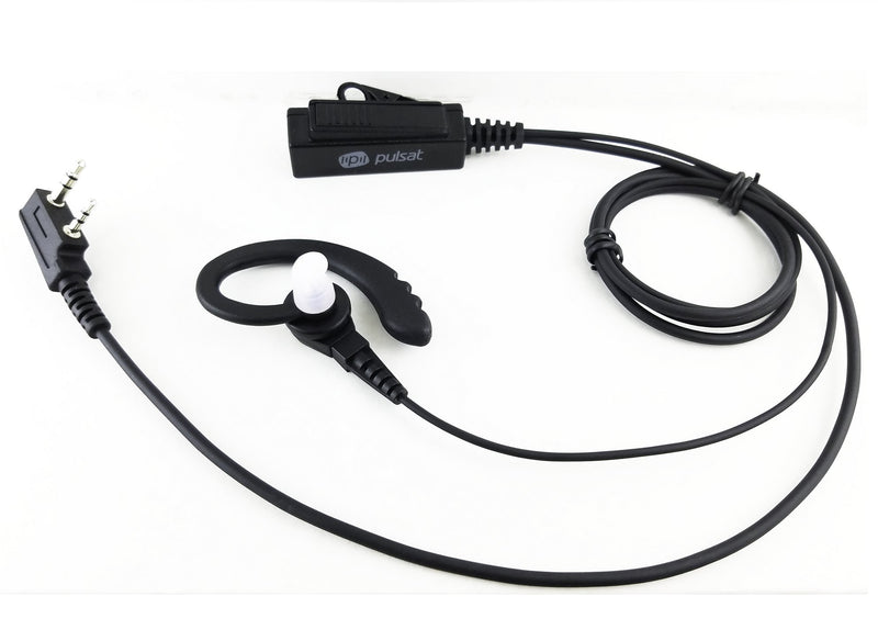 [Australia - AusPower] - Pulsat 2 Pin PTT Mic G Shape Earpiece Headset Compatible with Kenwood Two Prong radios 