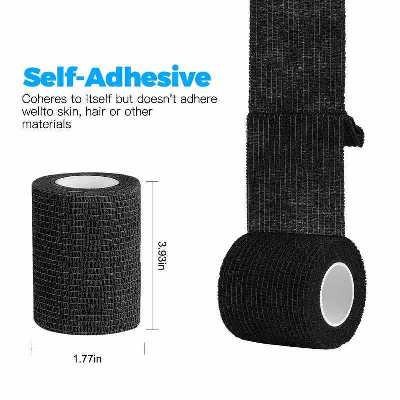 [Australia - AusPower] - Bandage Wrap Self Adhesive Bandage Wrap Breathable Cohesive Bandage Wrap Rolls Athletic Elastic Self Adherent Wrap for Sports Injury ,Wrist, Ankle Sprains (Black, 4 Inch (Pack of 8)) Black 4 Inch (Pack of 8) 