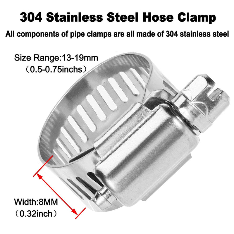 [Australia - AusPower] - Da by 2 pcs 3/8"(10mm) Brass Tee Barb Fittings for 3/8" ID Hose,6 pcs Stainless Steel Pipe Clamps,3 Way Union Intersection for Water/Fuel/Air(T) 3/8"(10mm) 