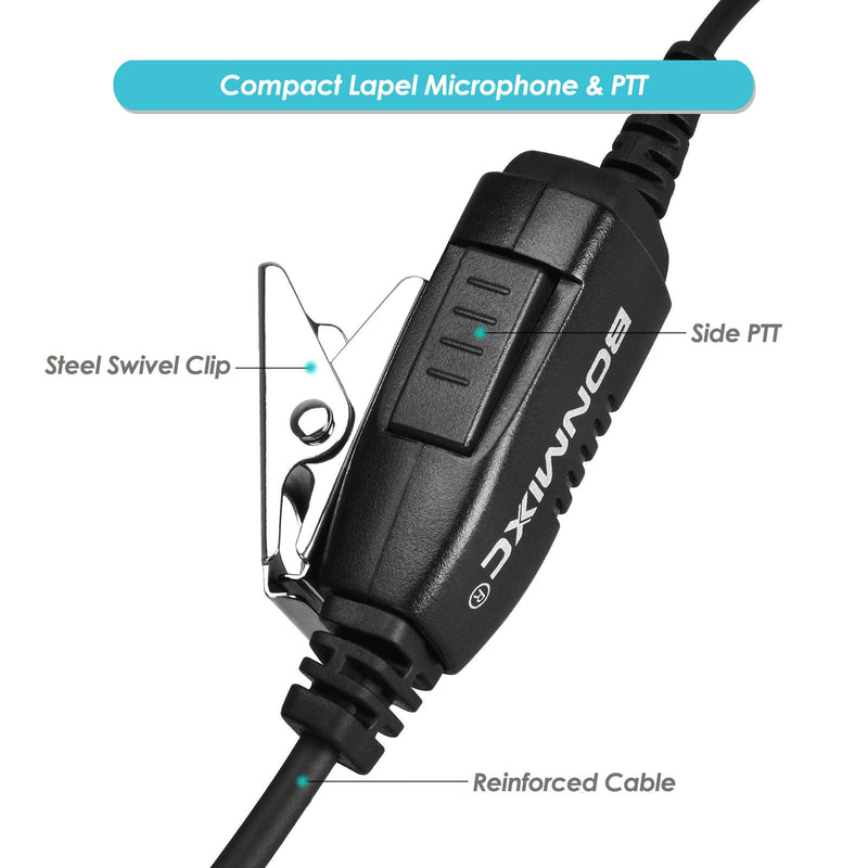 [Australia - AusPower] - BONMIXC (2 Pack) 2-Pin Walkie Talkie Headset with Mic Compatible with Kenwood ProTalk FreeTalk Baofeng 3.5mm+2.5mm 2-Pin Two-Way Radio Headset with Reinforced Cable with PTT 
