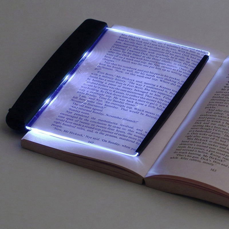 [Australia - AusPower] - Metionc Flat Book Light for Reading in Bed at Night,Eye Care Reading Lamp Portable Bookmark Light Clear LED Book Full Page Light Illuminator for Reading in Bed (White) White 