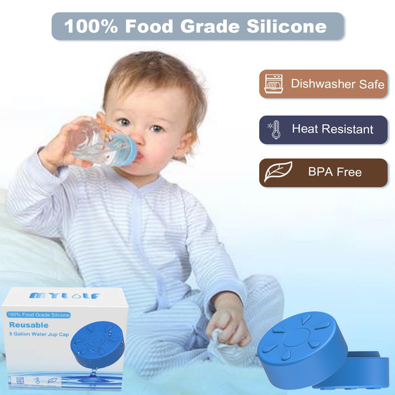[Australia - AusPower] - MYLOLF Upgrade 5 Gallon Water Jug Cap, Dual Leakage Prevention Technology, Food-Grade Silicone Reusable Replacement Bottle Lid for Standard/Screw/Crown Top Water Jug and Water Dispenser - Pack of 3 