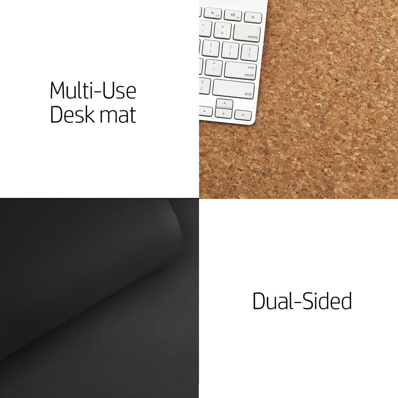 [Australia - AusPower] - Aothia Office Desk Pad, Natural Cork & PU Leather Dual Side Large Mouse Pad, Laptop Desk Table Protector Writing Mat Easy Clean Waterproof for Office Work/Home/Decor (Black,23.6"x13.7") 23.6"x13.7" Black 