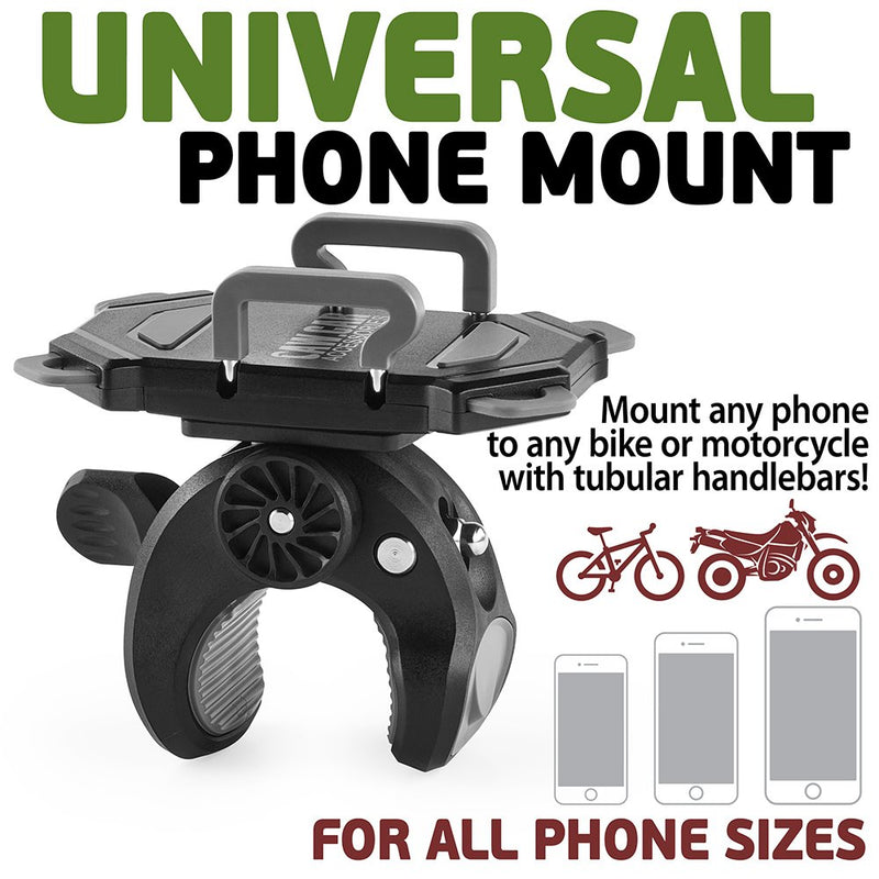 [Australia - AusPower] - Bike & Motorcycle Phone Mount - for iPhone 12 (11, Xr, SE, Plus/Max), Samsung Galaxy S21 or Any Cell Phone - Universal Handlebar Holder for ATV, Bicycle or Motorbike. +100 to Safeness & Comfort 