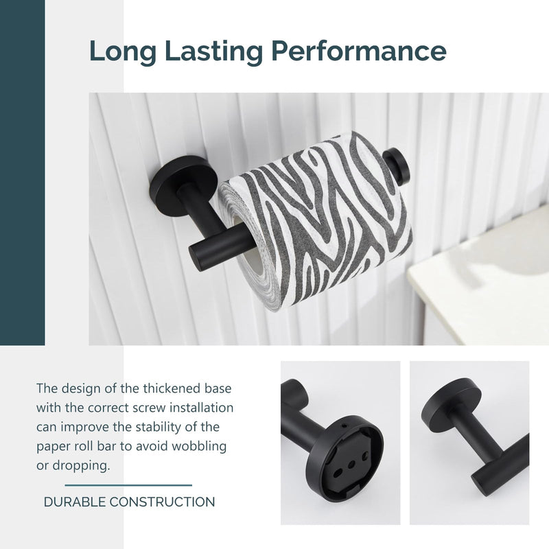 [Australia - AusPower] - Round Single Towel Hook Bundle with Toilet Paper Holder (Matte Black) 