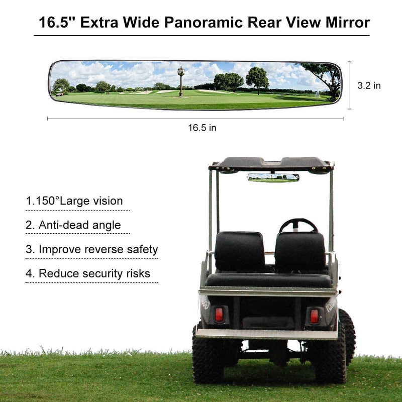 [Australia - AusPower] - 10L0L Universal Adjustable Golf Cart Rear View Mirror, Rotatable Safe 270 Rotation 16.5" Extra Wide Rear View Convex Golf Cart Mirror for EZ Go, Club Car, Yamaha 