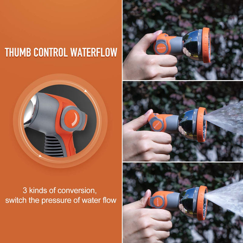 [Australia - AusPower] - Water Hose Nozzle Sprayer, BIBURY Hand Sprayer with 10 Spray Patterns and On Off Valve Thumb Control, High Pressure Garden Hose Spray Nozzle for Watering Plants, Cleaning, Car Wash and Showering Pets M 