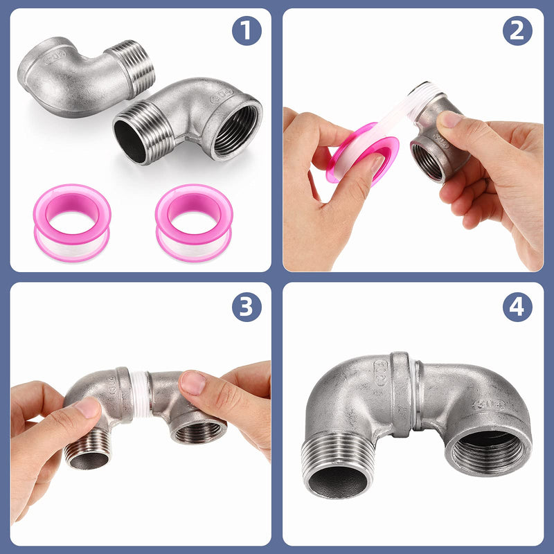 [Australia - AusPower] - 2Pcs 304 Stainless Steel 90 Degree Elbow 3/4inch NPT Threaded Pipe Fitting Female x Male,Cast Pipe Fittings with 2 Tape 