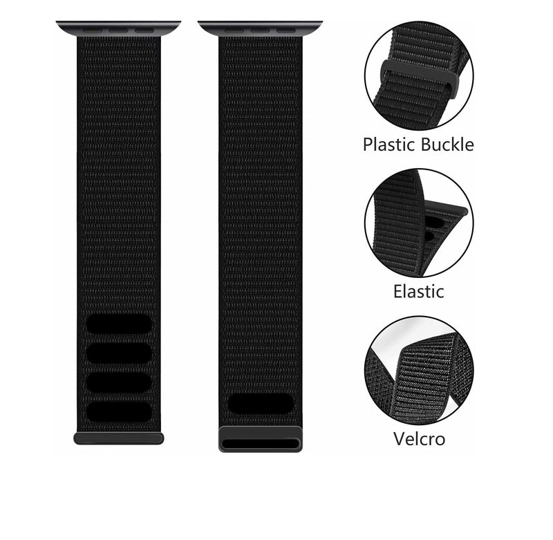 [Australia - AusPower] - NOSENT Nylon Sport Loop Band Compatible with Apple Watch Band 38mm 40mm 41mm 42mm 44mm 45mm,Suitable for iWatch series SE/7/6/5/4/3/2/1,Nylon Velcro Women Men Adjustable Sport Braided Strap 42mm/44mm/45mm Abyss Blue 