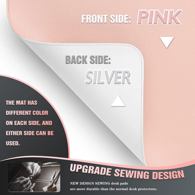 [Australia - AusPower] - Knodel Desk Mat, Dual-Sided Office Desk Pad, Mouse Pad, Waterproof Desk Mat for Desktop, Desk Pads & Blotters, PU Leather Desk Pad Protector (31.5" x 15.7", Pink) Pink/Silver 31.5" x 15.7" 