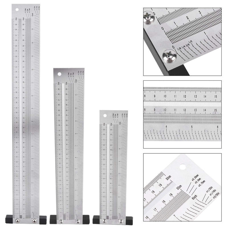 [Australia - AusPower] - Ultra Precision Marking Ruler Scribing Ruler Woodworking Scriber T-Type Ruler,Anti‑Rust,Stainless Steel Woodworking Scribing Ruler Gauging Tool Hole Positioning Scribing Gauge(12in) 