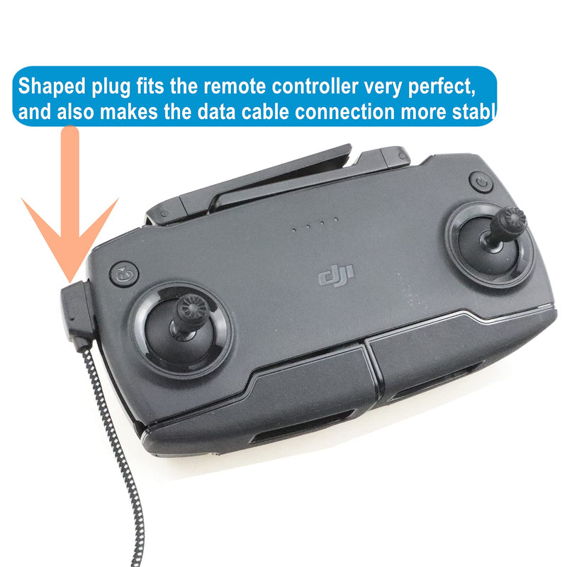 [Australia - AusPower] - Hanatora Micro-AB to USB C 8.14 Inch Remote Controller Cable for DJI Mavic Mini,Mini SE,Mavic 2 Pro/Zoom,Mavic Air,Mavic Pro Platinum,OTG Nylon Braided Type c Tablet Data Cord (Type-C Connector) Black 