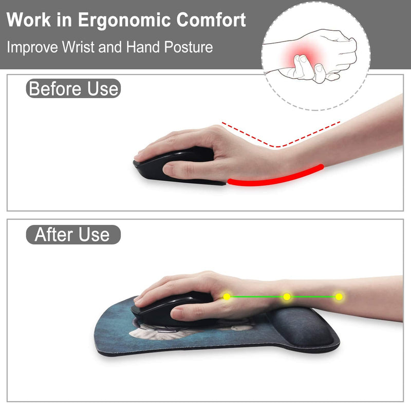 [Australia - AusPower] - Ergonomic Mouse Pad with Gel Wrist Rest Support, HOMKUMY Cute Mouse Pads with Non-Slip Rubber Base Wrist Rest Pad for Home, Office & Travel Easy Typing & Pain Relief, Peony Black 