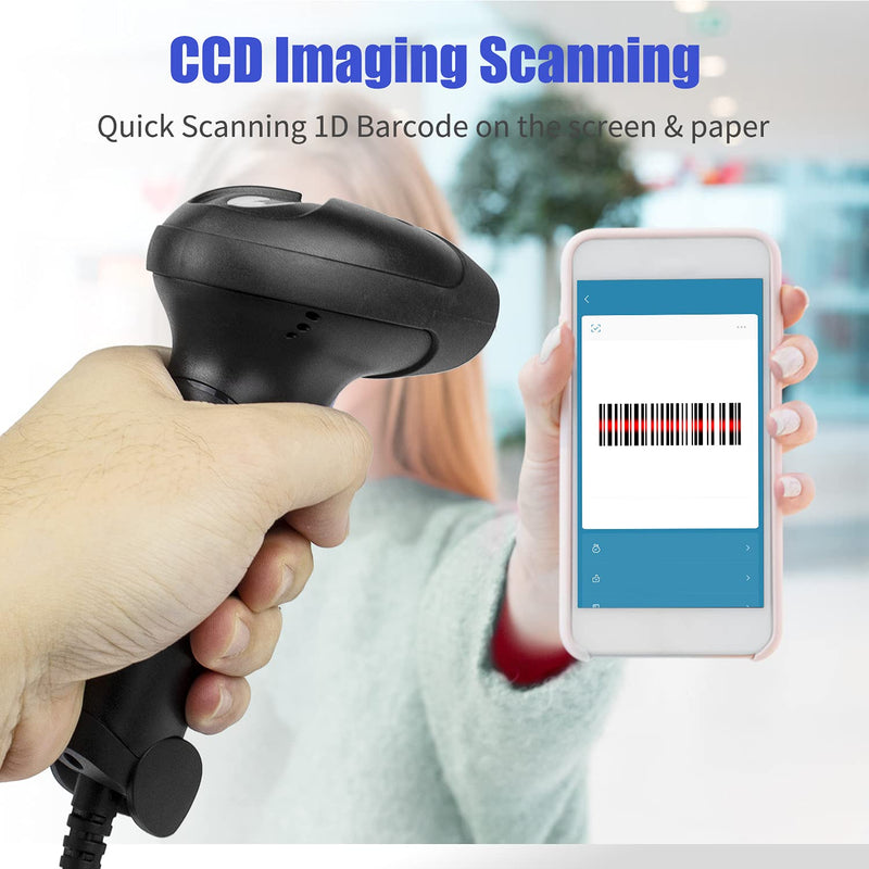 [Australia - AusPower] - NetumScan USB 1D Barcode Scanner, Handheld Wired CCD Barcode Reader Supports Screen Scan UPC Bar Code Reader for Warehouse, Library, Supermarket USB 1D Scanner 