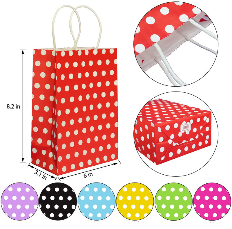 [Australia - AusPower] - 25 PCS Gift Bags Black Kraft Paper Bags with Handles and White Dots for Kid’s Birthday Wedding Holiday Party Supplies by ADIDO EVA (8.2 x 6 x 3.1 in) Black gift bags 25 8.2x6x3.1 Inch (Pack of 25) 