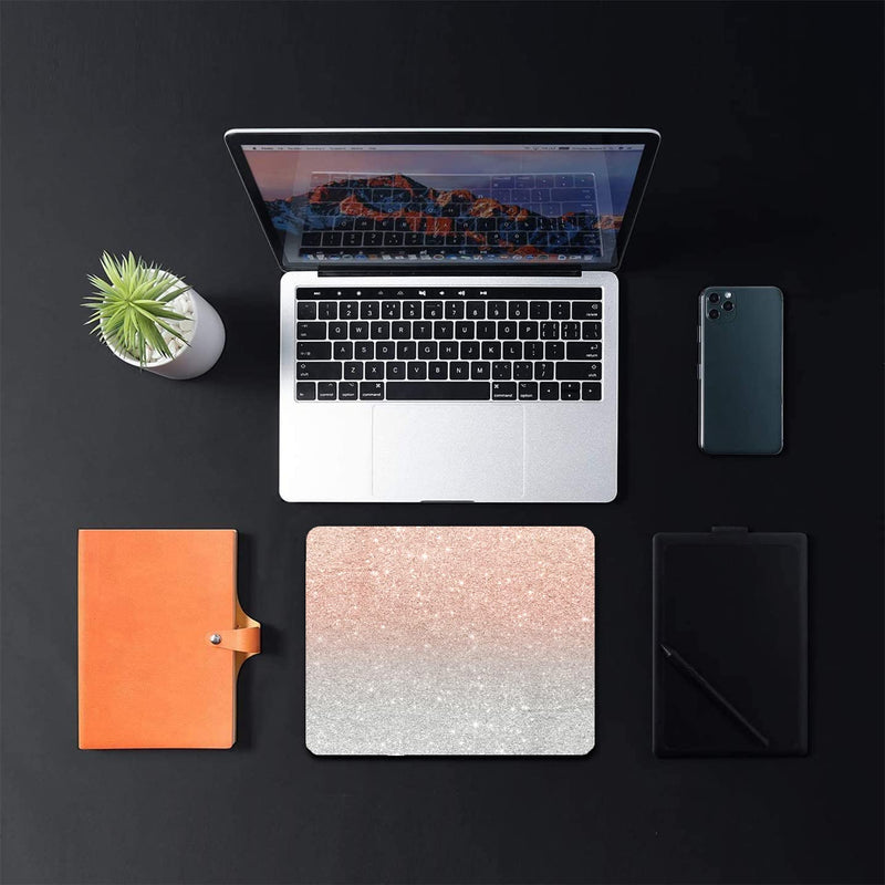 [Australia - AusPower] - LTHAOGUO Mouse pad, Trendy Rose Gold Glitter Ombre Silver Waterproof Non-Slip Rubber Mousepad, Laptop Office Computer Decor Cute Desk Accessories Customized Design and Rose Gold and Silver Glitter Ombre 