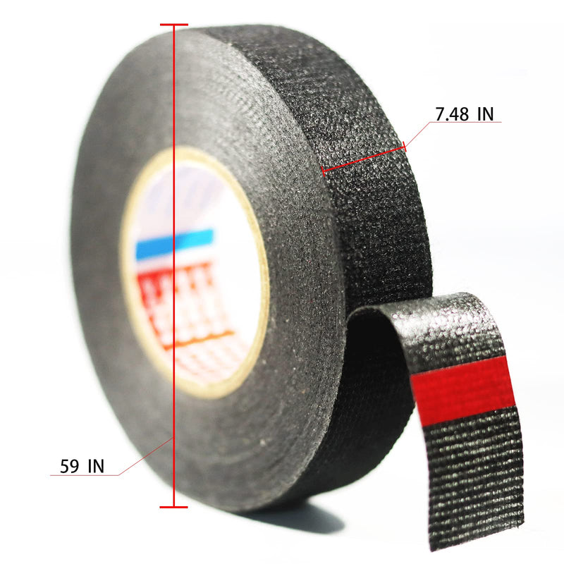 [Australia - AusPower] - 4 Rolls Wire Loom Harness Tape,High Temp Wiring Loom Harness Self-Adhesive Felt Cloth Tape for Automotive Electrical Wrap Protection Noise Damping Cable Fixed （ 7.5×59 in ，19mm×15m） 