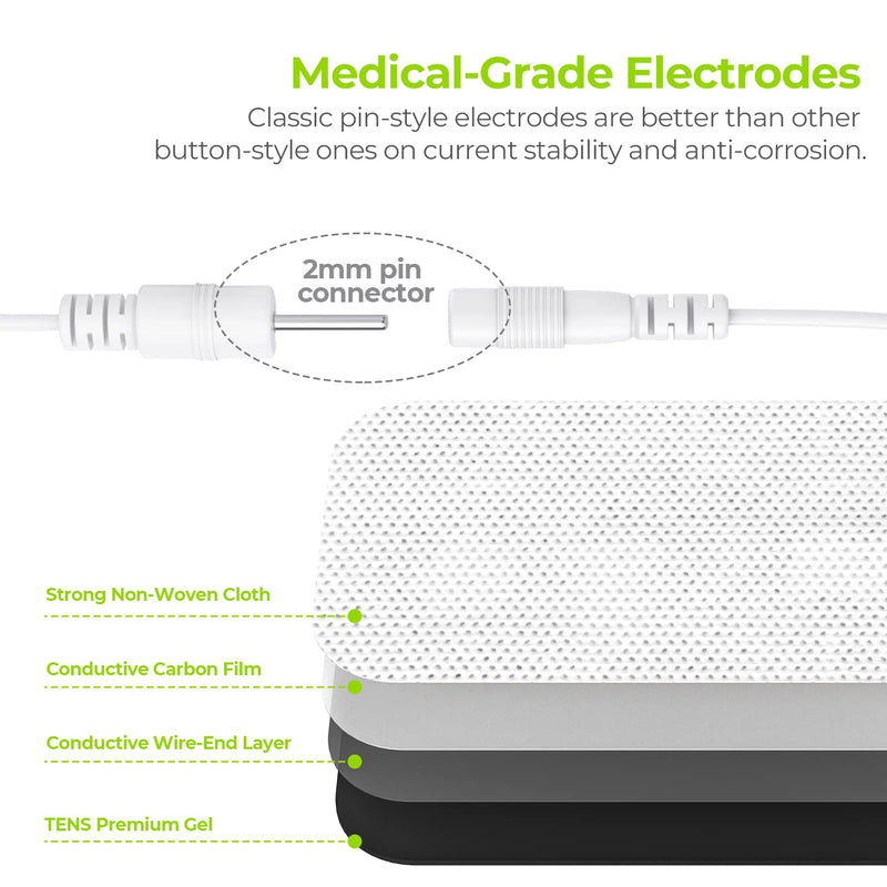 [Australia - AusPower] - AUVON TENS Unit Pads 2"X4" 24 Pcs, Latex-Free Quality TENS EMS Electrodes Patches with Upgraded Self-Stick Performance for Electrotherapy 