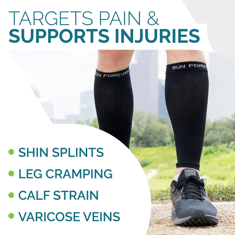 [Australia - AusPower] - Calf Compression Sleeves For Men & Women - Leg Compression Sleeve - Footless Compression Socks for Shin Splint &Varicose Vein Black Large 