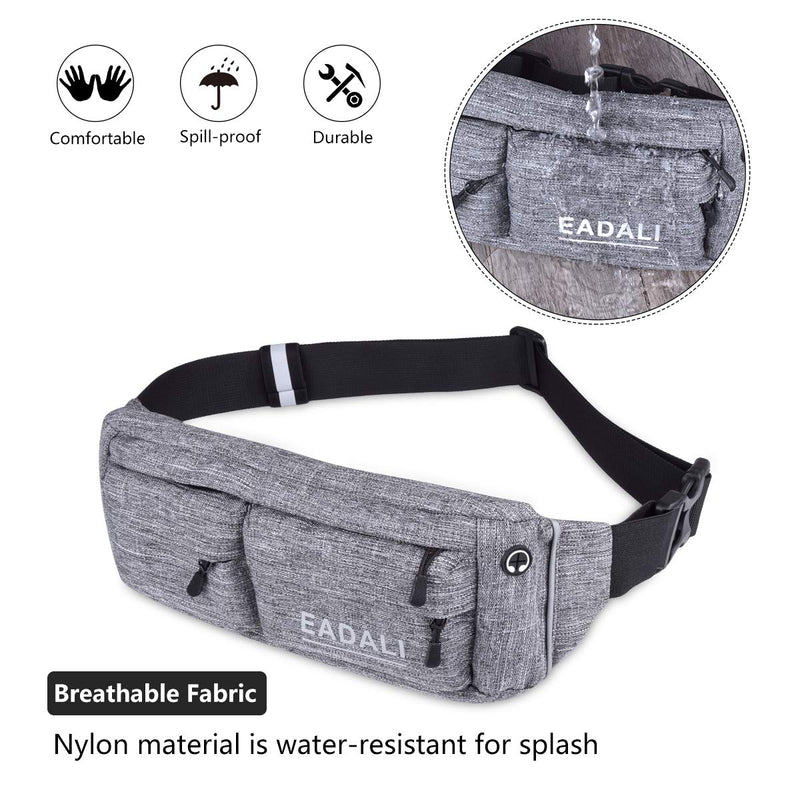 [Australia - AusPower] - Eadali Running Waist Bag Adjustable Stretchy Zippered Fanny Pack with Headphone Port, Fitness Workout Travel Yoga Compatible for Man Women Carrying iPhone8 Plus Screen Size 6.0inch 03-light Gray 