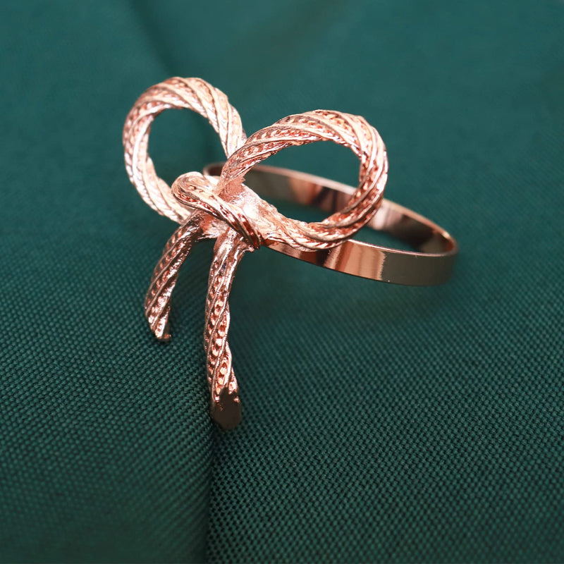 [Australia - AusPower] - NC Butterfly Napkin Rings, Rose Gold Bowknot Napkin Rings Set of 6 for Wedding Decor and Family Dinner Banquet, Pink 