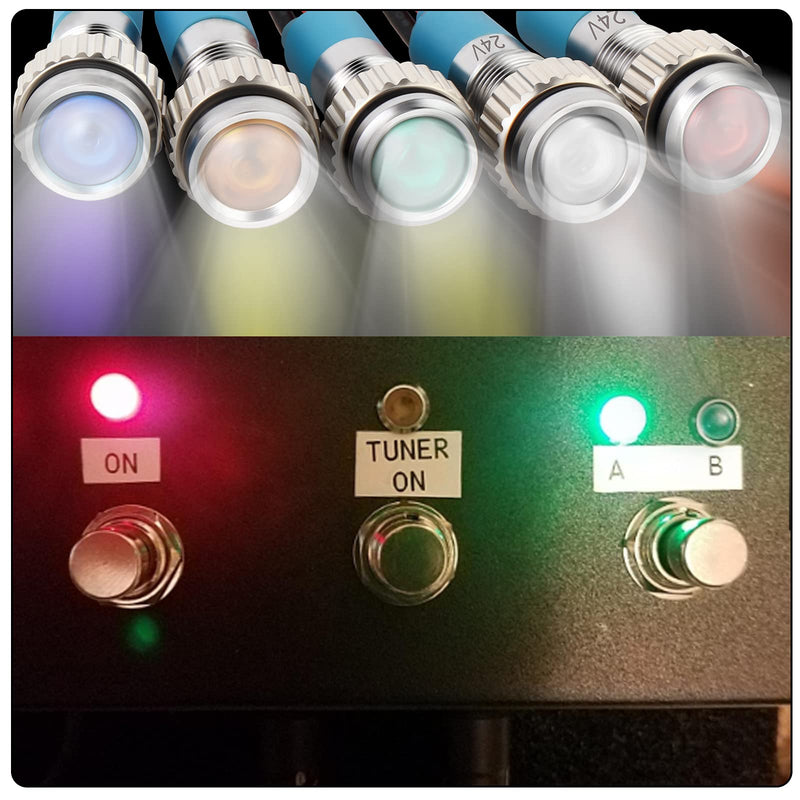 [Australia - AusPower] - GASHER 12V/24V/110V 20mA Energy Saving Indicator Light Mounting Hole Size 6mm Green Yellow Red Blue White 5 PCS 6MM（24V） 