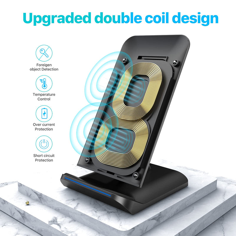 [Australia - AusPower] - Fast Wireless Charger,15W Wireless Phone Charger Stand Fast Charging for iPhone 13/12/SE 2020/11 Pro/XS/XR/X/8 Plus,Samsung Galaxy S21 S20 S10 S9 S8 Edge Note 20Ultra/10/9/8 and Charger for Qi Phone 