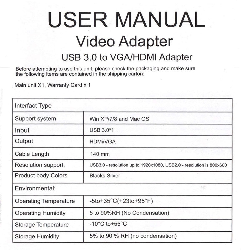 [Australia - AusPower] - CY USB 3.0 2.0 to HDMI VGA HDTV Adapter Cable External Graphics Card for Windows Laptop 