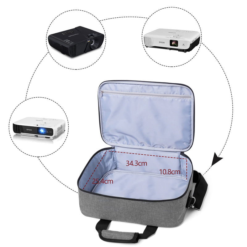 [Australia - AusPower] - Luxja Projector Case, Projector Bag with Accessories Storage Pockets (Compatible with Most Major Projectors), Medium(13.75 x 10.5 x 4.5 Inches), Gray 